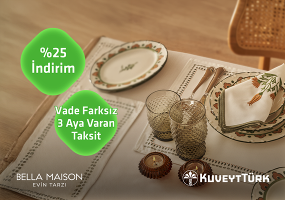 bella maison ürünleri ile kurulmuş yemek masası